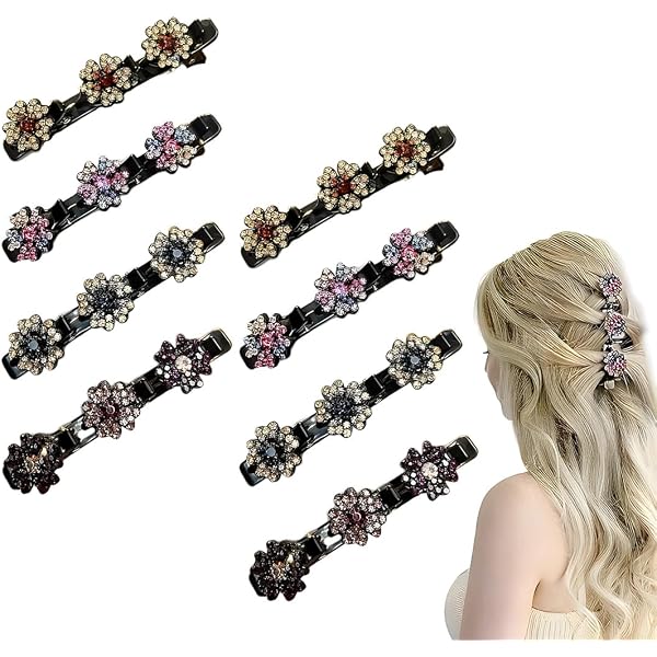 4 Stück Satin-Haarbänder Mit Strass – Geflochtene Haarspangen, Für Frauen, Vielseitig Stylbar