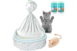 KropBom 20 Cat Litter Box Liners,94 x 48cm Large Extra Durable Kitty Litter Tray Bags Drawstring Heavy Duty Liner Bags for Pet Cat Litter Box Pan