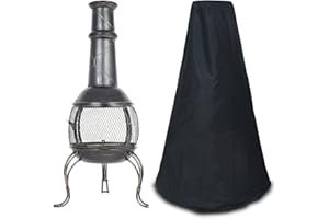 WISCLASS Chimenea Cover, Waterproof Anti UV Breathable Oxford Heavy Duty Heater Cover with Windproof Buckle Strap 48"Height|24"Base|8.3"Top(Black)
