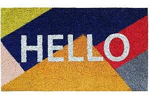BANZAII TEXTILE INNOVATOR ONLINE Banzaii Felpudo de Coco Entrada Casa 40 x 70 cm con Base de PVC Antideslizante - Hello Coloreado