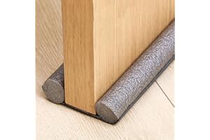 SPIRWORCHLAN Zugluftstopper für Türen, 96 cm PU Türdichtungsleiste Unten, Türbodendichtung, Türdichtungen Luftzugstopper mit Doppeldichtung, Zugluftstopper Windstopper Schutz vor Luftzug und Lärm (Grau)