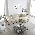 Comfynest L Shape Teddy Sofa Modern Nordic Style Sectional Couch For Small Living Rooms (Cream)