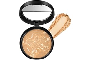 BUTBU Colour Correcting Powder Foundation, Baked Foundation for Mature Skin, Brighten Illuminating Color Correcting foundation, Full Coverage, Shimmer Brick Pressed Bronzer (03 Light Beige)
