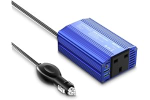 BESTEK 300W Power Inverters 12V to 240V 230V Transformer Car Charger Lighter Adapter with 3 Pin Plug and Dual USB Ports (Blue)