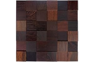 wodewa Paneles de Madera Autoadhesivo Para Pared Wengué 30 x 30cm Mosaico Revestimiento de Paredes 3D Panel Decorativo Madera Interior Sala de Estar Cocina Dormitorio Mural