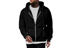 JMIERR Hoodie Herren Baumwolle Einfarbig mit Reißverschluss Pullover Langarm Sweatjacke Männer Kapuzenpullover Sweatshirt Warm mit Taschen