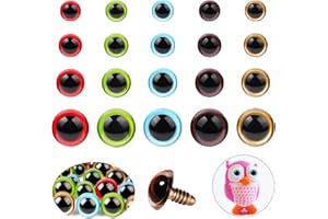 MUCUNNIA Lot de 40 yeux de sécurité pour Amigurumi avec rondelles - 18/20/24/30 mm - Yeux de sécurité en plastique coloré pour crochet et artisanat - Cadeau pour les amateurs de crochet, décorations
