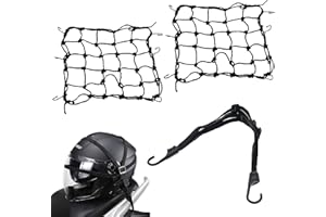 LONHCHI 2 pz Rete Elastica Ragno + 1 pz Corda Elastica, Rete Elastica Moto Accessori Moto Portapacchi Bici Copertura Casco Appeso Bagagli con Ganci 40 * 40 CM + 60 CM (Nero) (Rete per casco)