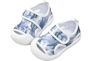 LZPCarra Sandalias de bebé de verano para niños y niñas, zapatos de fondo plano, no slio, punta semiabierta, transpirables, suaves, sandalias retro para bebé