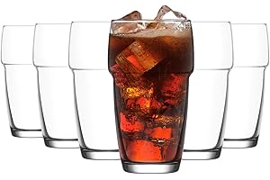 Argon Tableware Apilado Stacking Highball Glasses - jus moderne eau bière en verre cocktail Gobelets - 340ml - Effacer - Lot de 6