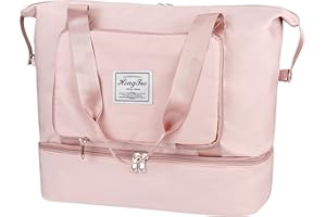 WT WISDOM TOGETHER WT Borsone da Viaggio Pieghevole, Impermeabilizzi da Viaggio Grande, Palestra Sportiva con Separato Secco Bagnato, (Rosa)