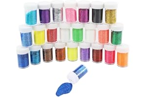 LWMLWM Glitter Polvere 24 Colori Set di Polvere Glitter Decorazioni, Paillettes per unghie per Faccia, Corpo, Costumi, Trucco, Pittura, 24 x 20 g (480 g)