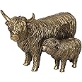 The Leonardo Collection Bronze Highland Cow & Calf Figurine For Home & Office | Home Decor Ornaments Gift For Women & Men | Beautiful Figurine For Indoor & Outdoor | Living Room Decor Ornaments