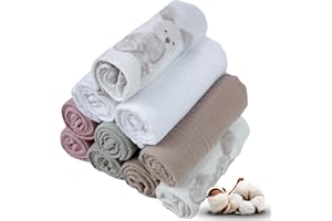 PLUMERI 10er 30x30cm Satz Pastellfarben Musselin Baumwolle Spucktücher Mulltücher Saugstark Waschlappe Stoffwindeln Mullwindeln