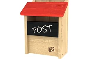 TP Toys Wooden Post Box, Playhouse accessory, FSC Certified, For Ages 3+, Medium, Red, Natural Wood