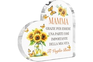 Putuo Decor Decorazione Acrilica Cuore - Regalo Mamma con Girasoli e Frase Grazie per Essere Parte della mia Vita - per Compleanni, Festa della Mamma