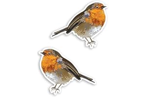 DESTINATION VINYL LTD 2 x 10cm Cute Red Robin Vinyl Stickers - Bird Wildlife Garden Fun Sticker #30913 (10cm Wide)