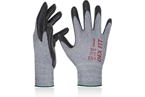 DEX FIT Gants de travail FN330, Adaptation 3D Confortable et Extensible, Agrippants, Revêtement en Mousse de Nitrile Durable, Smart Touch, Fins et Légers, Lavables