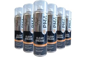 RCPMA (PACK OF 6) PMA Clear Spray Grease 500ml Water Resistant Aerosol Lubricant With PTFE