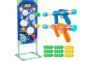 AgoKud Schießen Spielzeugpistolen Zielscheibe Set für Kinder Aktivitätsspiel 2 Popper Air Guns mit 36 Schaumstoffbällen Indoor Outdoor Spielzeug ab 5 6 7 8 9 10+ Jahre Jungen Mädchen Rollenspiele