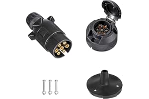 BEIJISTAR Spina per Rimorchio 7 Poli e Presa per Rimorchio 7 Poli con Guarnizione in Gomma, 12V Connettore Presa Spina per Rimorchio 7 Poli Impermeabile, per Camion RV Barca Caravan (estremità Vite)