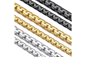 Suplight Chaîne acier inoxydable 316L Argent/Noir/Plaqué Or Punk Miami Collier Cubaine/Boîte Carrée/Chaîne Figaro Bijoux pour Homme Femme 4MM 6MM 9MM
