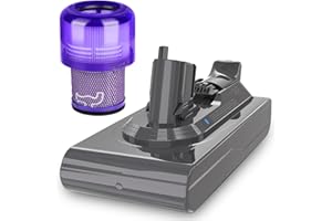 KUNLUN Batería de Repuesto para Dyson V11 25,2 V 3900mAh Batería de Iones de Litio Click-in para Dyson V11 SV15 Absolute Total Clean Absolute Extra Animal V11 Torque Drive, con Elemento Filtrante