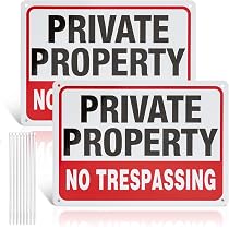 2 'Private Property No Trespassing' Schilder – 30,5x30,5 Cm, Reflektierend, Wetterfest