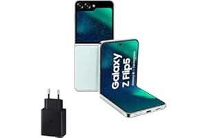 SAMSUNG Galaxy Z Flip5, 256 GB + Cargador 45W - Teléfono Móvil Plegable con IA, Smartphone Android Libre, 8GB de RAM, Diseño Plegable, Verde claro (Versión Española)