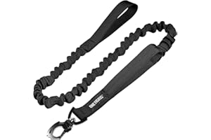 OneTigris Tactical Dog Training Leash Bungee Leash with 2 Control Handle Quick Release Nylon Leads Rope