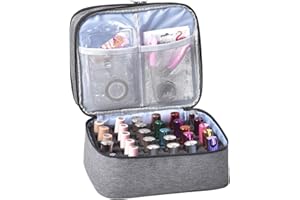 RZMAYIS Nail Polish Carrying Case Bag-Holds 30 Bottles, Double-Layer Nail Polish Storage and Nail Dryer Case