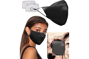 KARIZMA 90210 Silk Mask in Black 19 Momme 100% Mulberry Silk 6A Grade Fabric Face Mask with 2 filters