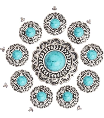 Conchos Crâne Laiton 2 Pièces Style Tibétain Antique - Accessoires Cuir Ceinture Sac Selle - Vis Incluses Décoration Bricolage