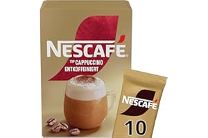 ‎NESCAFÉ NESCAFÉ GOLD Typ Cappuccino Entkoffeiniert, Getränkepulver-Sticks aus entkoffeiniertem löslichem Bohnenkaffee, koffeinfrei, 1er Pack (à 10 x 12,5g Sachet)