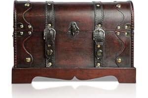 BRYNNBERG Thunderdog San Diego XL - brązowa piraci skrzynia skarbów z zamkiem 40 x 23 x 27 cm skrzynia na skarby drewniana skrzynia pirata