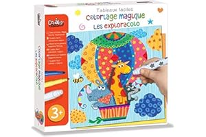 CREA LIGN' Créa Lign - Coffret Loisir Créatif - Tableaux Faciles - Coloriage Magique - Les Exploracolo - Dès 3 Ans - CL158