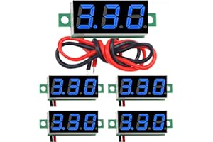 YIXISI 5 Pezzi 0.28 Pollici Mini Voltmetro Digital, 2.4V-30V DC Due Fili, Protezione Inversione di Polarità e Misurazione Accurata Della Pressione, LED Display Pannello Voltmetro (Blu)