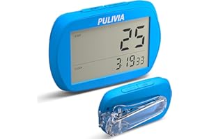 PULIVIA Pedometer for Walking 3D Step Counter with Clock, Accurate Steps Tracker Portable Pedometer with Clip, Simple Pedometer Walking Step Counter