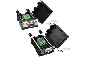 Futheda DB9 RS232 D-SUB femmina e maschio a 9 pin a 2 file Serial Port Breakout Board a Modulo di segnale senza saldatura (adattatore maschio con custodia x1, adattatore femmina con custodia x1)