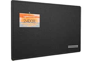 LIGHTOMORROW Pinnwand, 60 x 45 cm, Filztafel – Dekorative Pinnwand, Korktafel-Alternative für die Wand, Faltbare Bildertafel, Selbstklebende Vision Board Gebetstafel mit 20 Reißzwecken – Schwarz