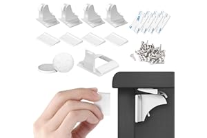 Q Lines® Magnetic Cupboard Locks for Children (4-Locks + 1 Key) - Child Locks for Kitchen Cupboards - Adhesive Magnet Baby Safety Proof Locks for Cabinets and Drawers, Including Screws