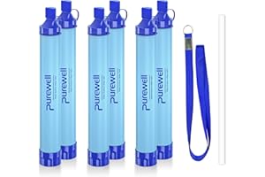 Purewell Outdoor Water Filter Personal Water Filtration Straw Emergency Survival Gear Water Purifier for Camping Hiking Climbing Backpacking