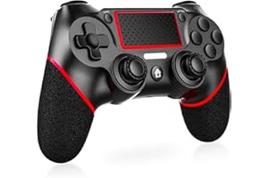 Holilo Wireless Controller für PS-4, Gamepad Joystick Replacement Controller Kompatibel mit PS4 Pro/Slim mit 6-Achsen Gyro/Dual Vibration Sensor/Hochpräzises Touchpanel/3,5mm Audiobuchse(Rot)
