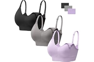 HBselect 3 PCS Reggiseno Allattamento con Estensione Reggiseno Bra Donna Morbido e Traspirante Reggiseno Senza Ferretto e Senza Cuciture