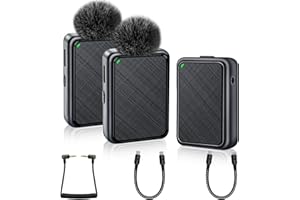 ALOVON Wireless Lavalier Microphone, Dual Mini Lapel Clip On Mic 2.4G for USB C Phone Camera Video Recording YouTube Interview Video Podcast Vlog