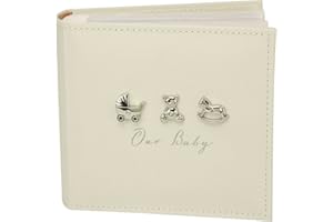 BAMBINO BY JULIANA Bambino Linen Fabric Our Baby Photo Album con 3 iconos 50 páginas 6x4