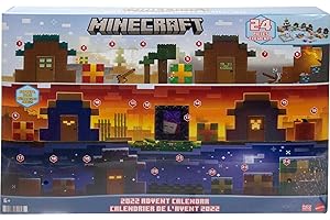 MATTEL MINECRAFT Minecraft Głowy Mobów Minifigurki Kalendarz adwentowy, pikselowe figurki z dużą głową inspirowane grą, zabawka kolekcjonerska dla fanów od 6 roku życia, HHT64