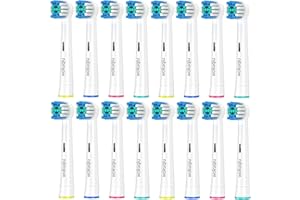 Wokuqiu Recambios Cepillos Compatible con Cepillo de dientes eléctrico Braun Oral B, Paquete de 16 Cabezales de Cepillo Sensibles para Pro Smart Vitality Genius Triumph Teen (Blanco)