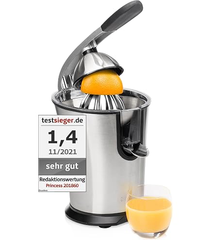 manuelle Zitronenpresse Apfelsinenpresse Saftpresse Orangenpresse Entsafter mit 2 Aufsätzen
