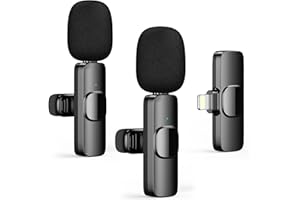 HZBWCO Kabelloses Lavalier-Mikrofon für iPhone, 2,4 GHz, Plug-Play, Mini-Clip-On-Mikrofon für Vlogging, Video, Podcast, Interview, YouTube-Aufnahme - 2 Mic